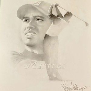 ARTIST SIGNED TIGER WOODS PRINT